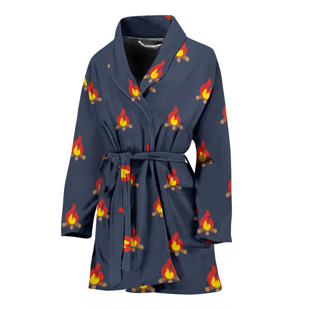 Campfire Pattern Print Design 02 Women Bathrobe