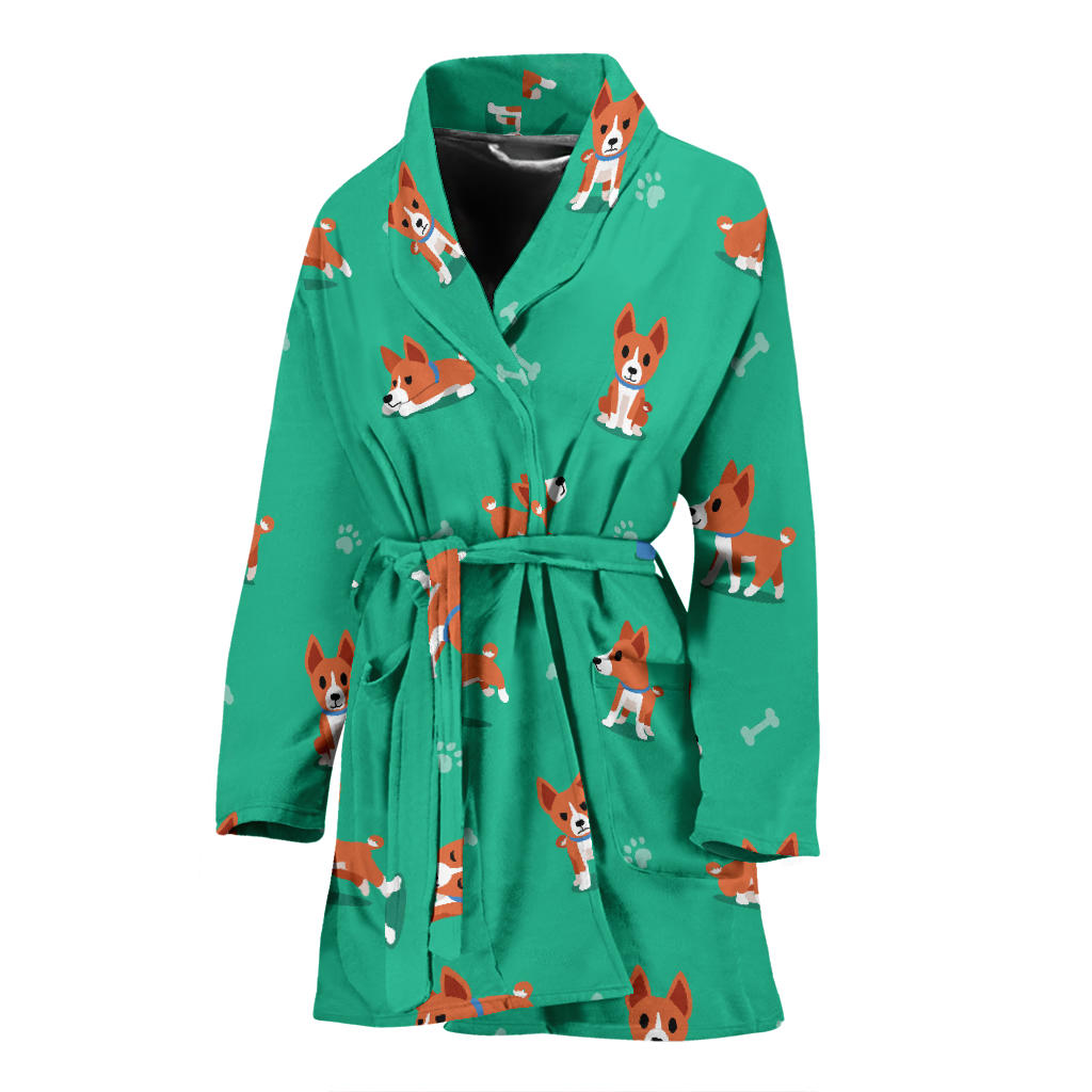 Basenji Pattern Print Design 02 Women Bathrobe