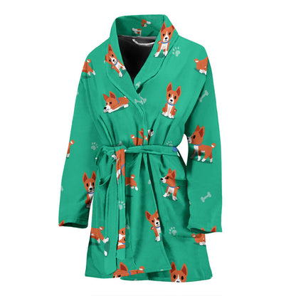 Basenji Pattern Print Design 02 Women Bathrobe