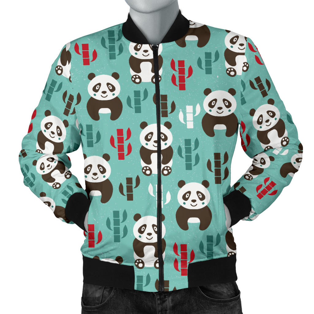 Panda Bear Cute Themed Print Men Bomber Jacket