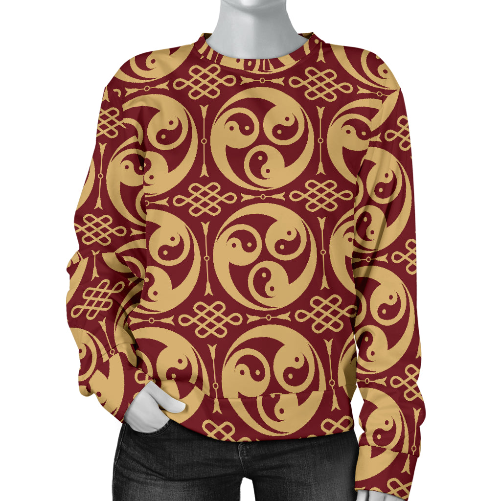 Yin Yang Style Pattern Design Print Women Long Sleeve Sweatshirt