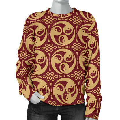 Yin Yang Style Pattern Design Print Women Long Sleeve Sweatshirt