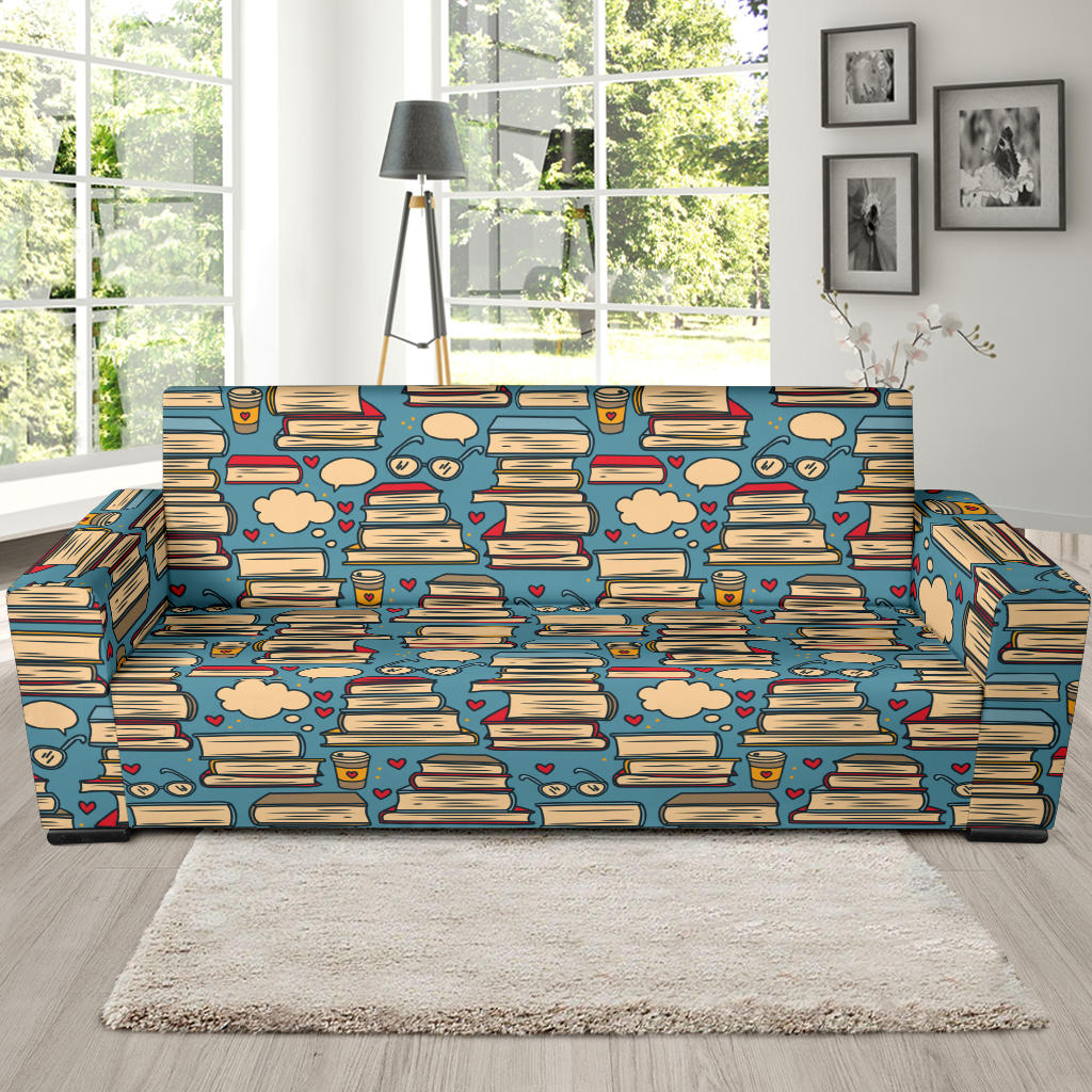 Book Pattern Print Design 03 Sofa Slipcover