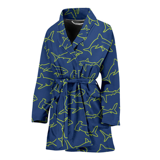 Shark Print Design LKS301 Women Bathrobe