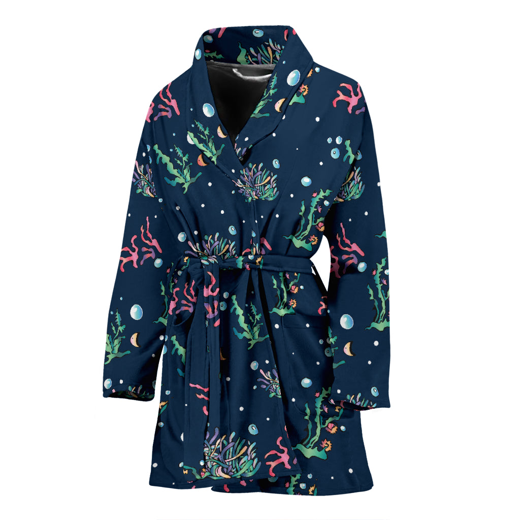 Seaweed Print Design LKS306 Women Bathrobe