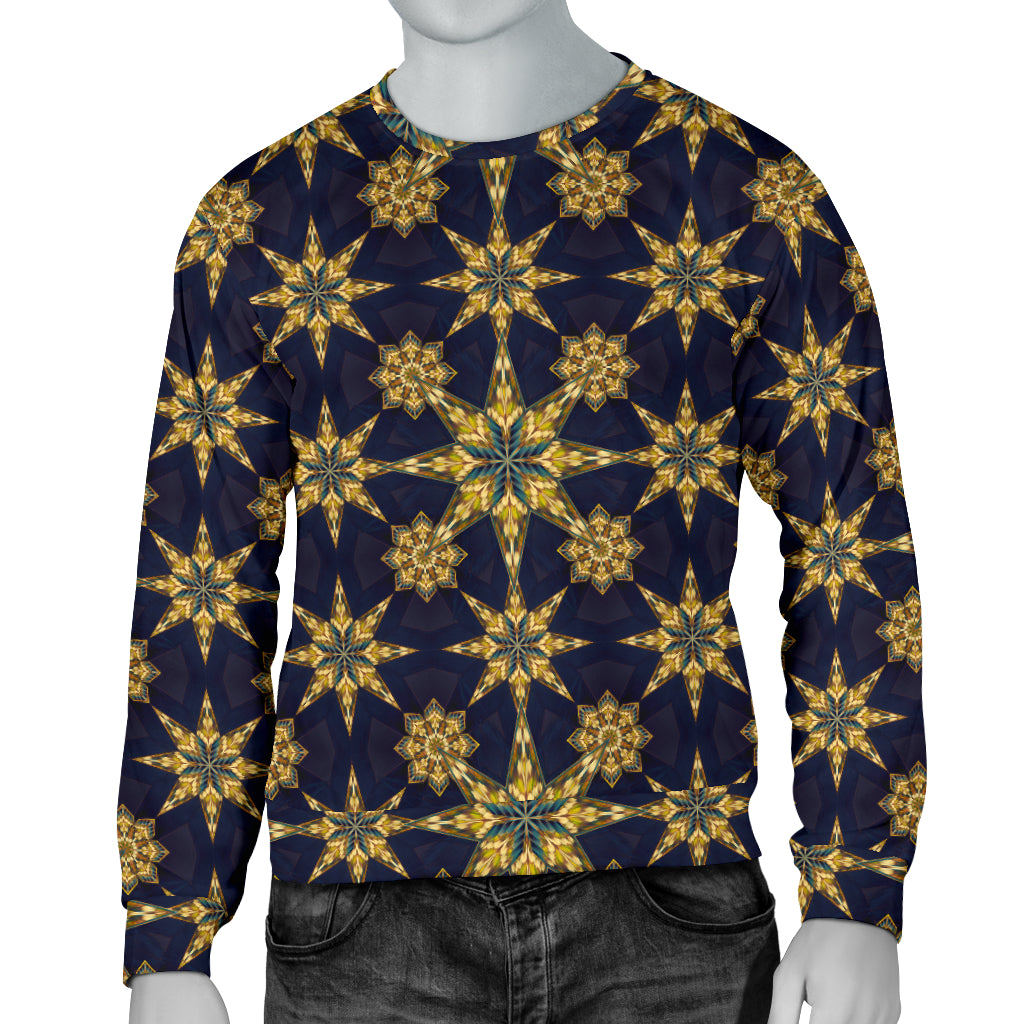 kaleidoscope Gold Print Design Men Long Sleeve Sweatshirt