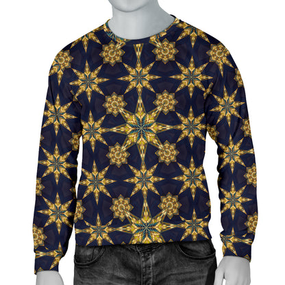 kaleidoscope Gold Print Design Men Long Sleeve Sweatshirt