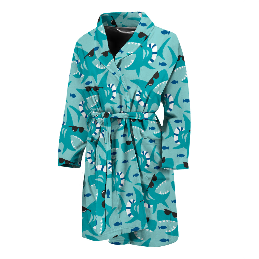Shark Cute Print Design LKS302 Men Bathrobe