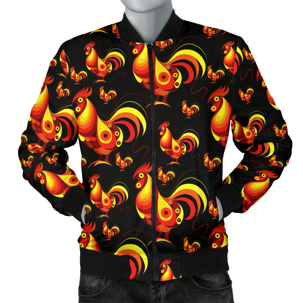 Rooster Print Themed Men Bomber Jacket