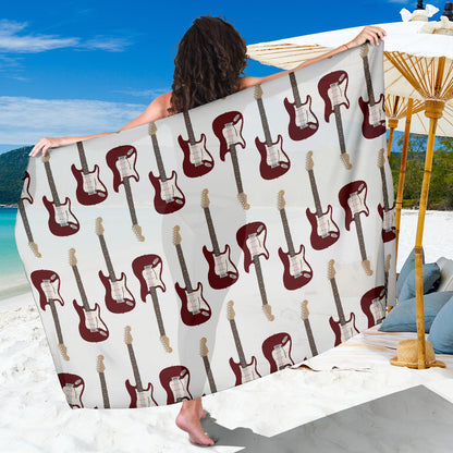 Bass Guitar Pattern Print Design 03 Sarong Pareo Wrap