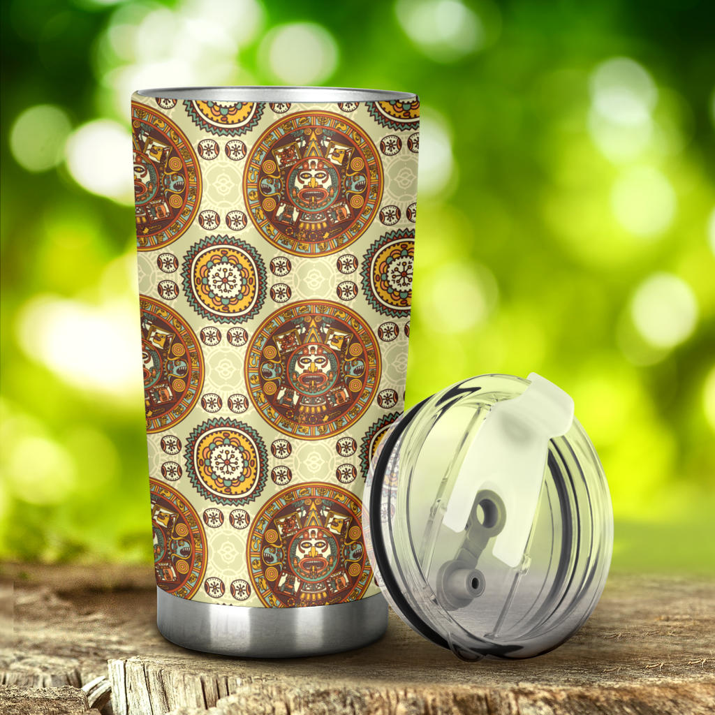 Calendar Aztec Themed Print Pattern Tumbler