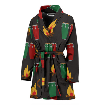 Conga Pattern Print Design 01 Women Bathrobe