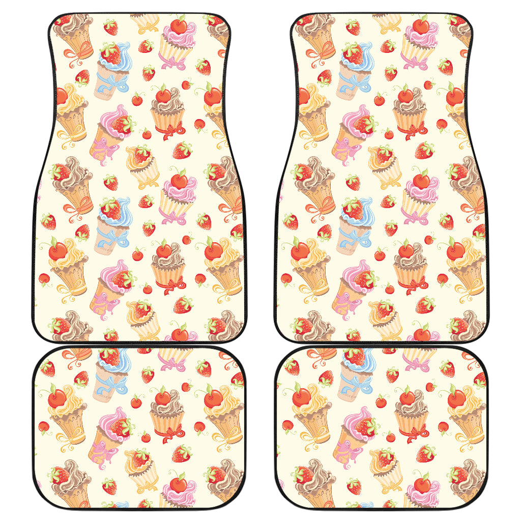 Cupcakes Strawberry Cherry Print Car Floor Mats Front Back