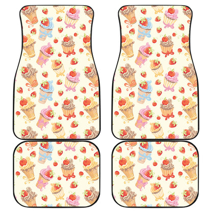Cupcakes Strawberry Cherry Print Car Floor Mats Front Back
