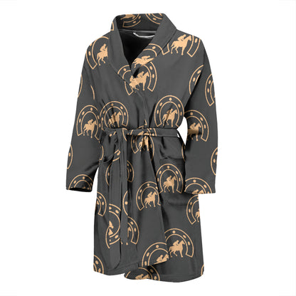 Horseshoe Print Design LKS306 Men Bathrobe