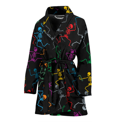 Skeleton Colorful Print Design LKS302 Women Bathrobe