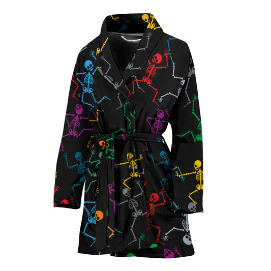 Skeleton Colorful Print Design LKS302 Women Bathrobe