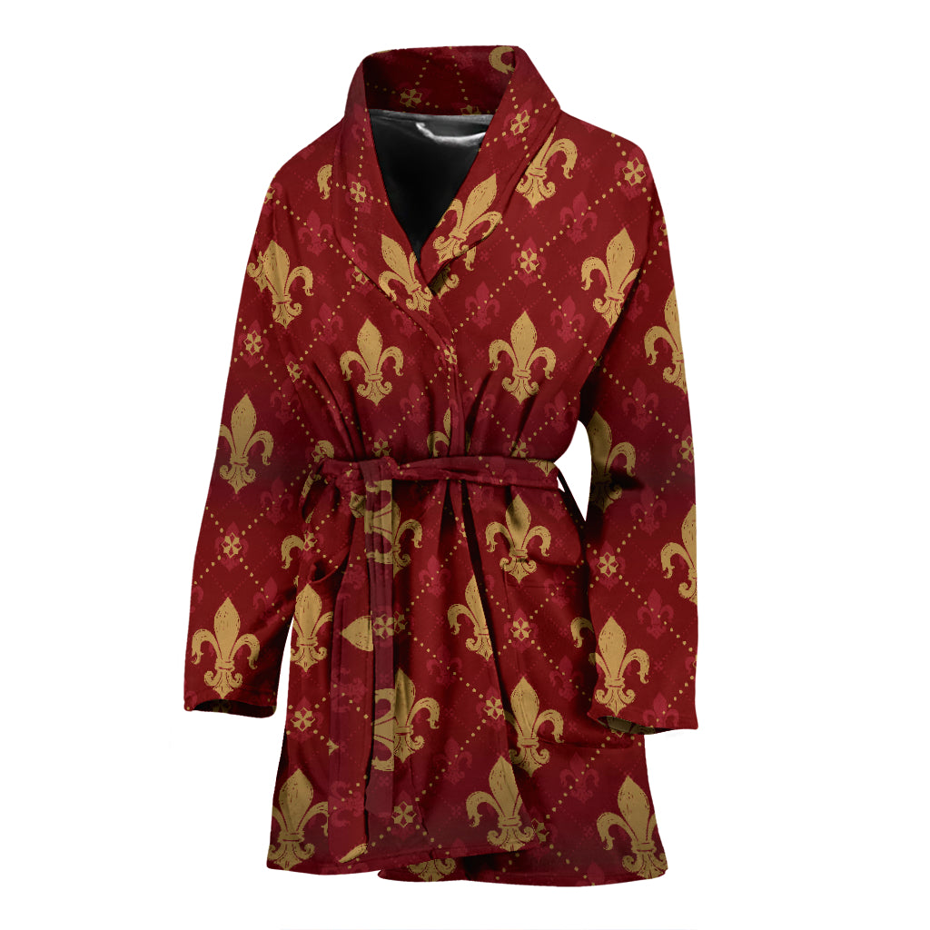 Fleur De Lis Print Design LKS401 Women Bathrobe