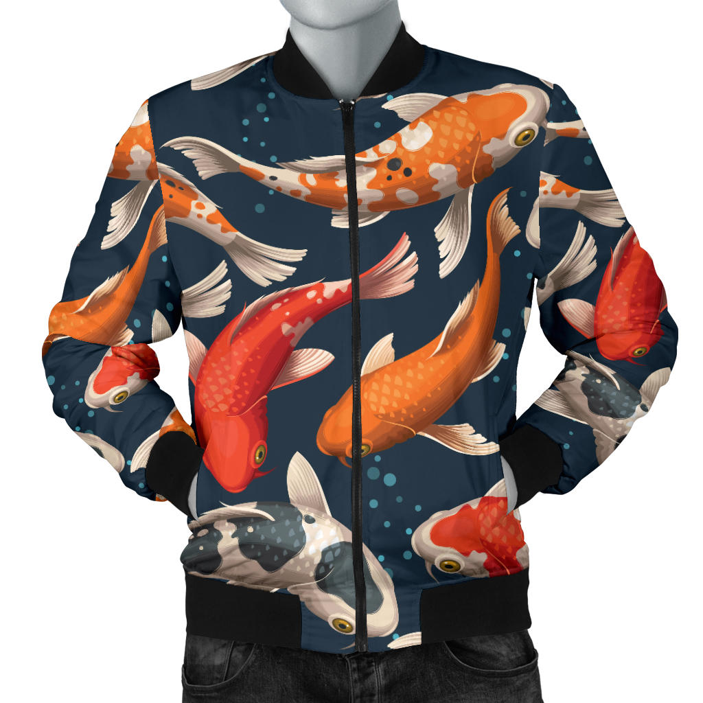 Koi Carp Cute Design Themed Print Men Bomber Jacket
