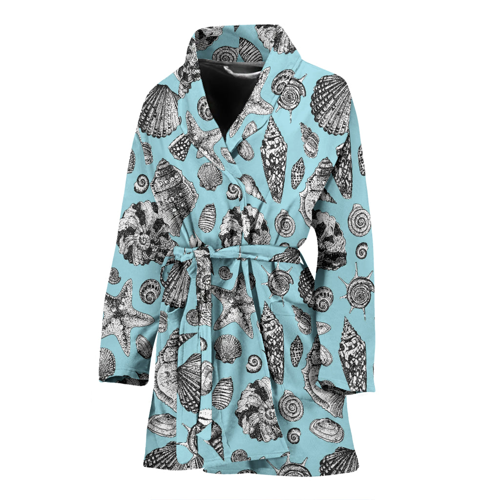 Seashell Beach Print Design LKS302 Women Bathrobe