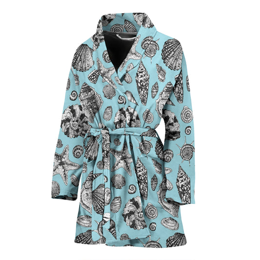 Seashell Beach Print Design LKS302 Women Bathrobe