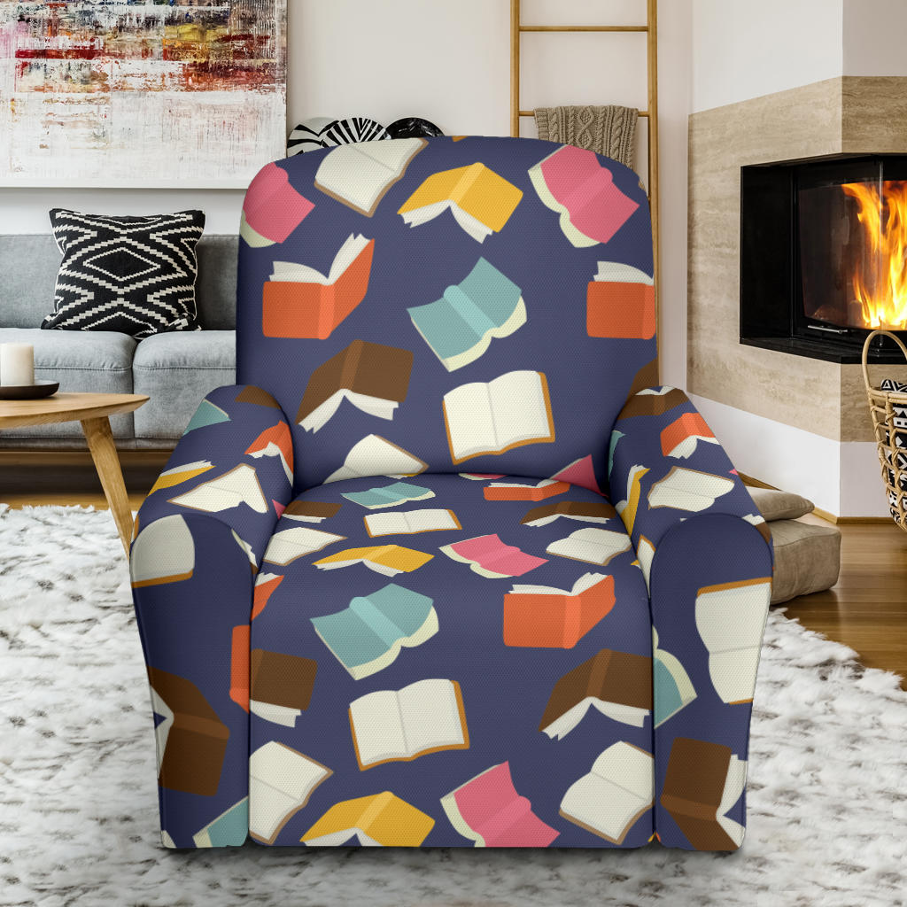 Book Pattern Print Design 01 Recliner Slipcover with Pocket