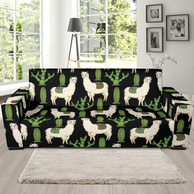 Llama Cactus Pattern Print Design 011 Sofa Slipcover