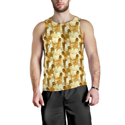 Alpaca Watercolor Design Themed Print Men Tank Top