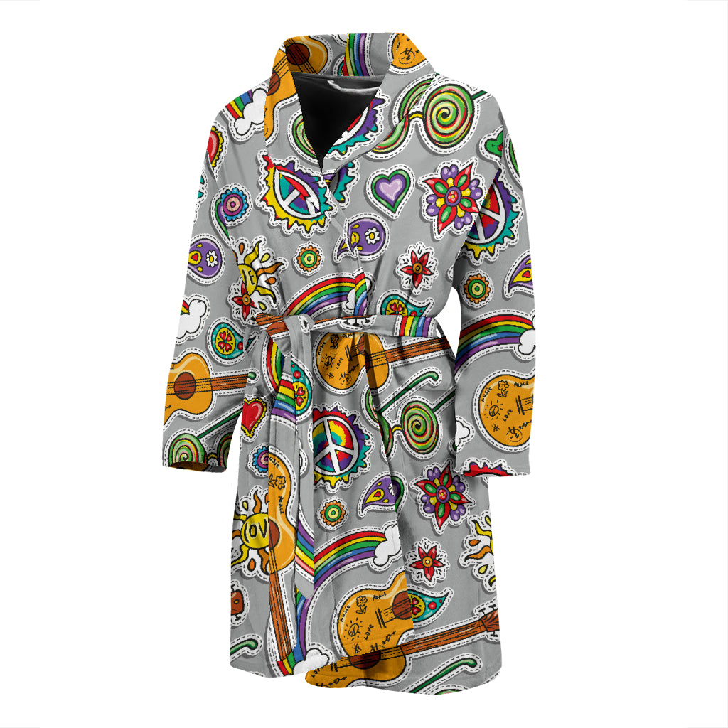 Hippie Print Design LKS306 Men Bathrobe