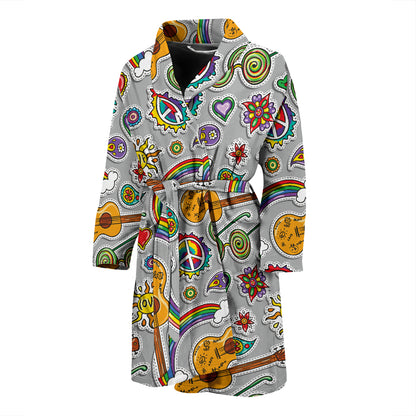 Hippie Print Design LKS306 Men Bathrobe