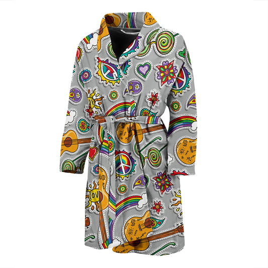 Hippie Print Design LKS306 Men Bathrobe