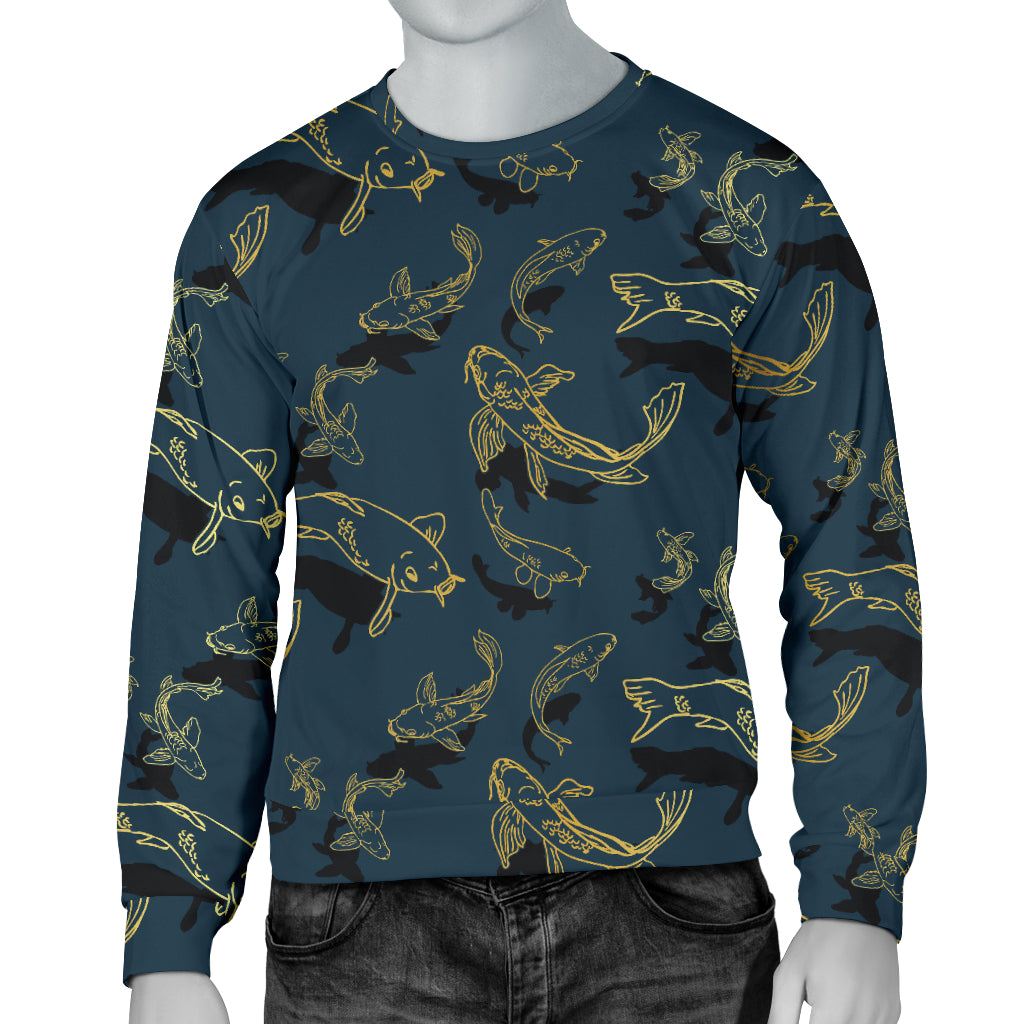 Koi Carp Gold Design Themed Print Men Long Sleeve Sweatshirt