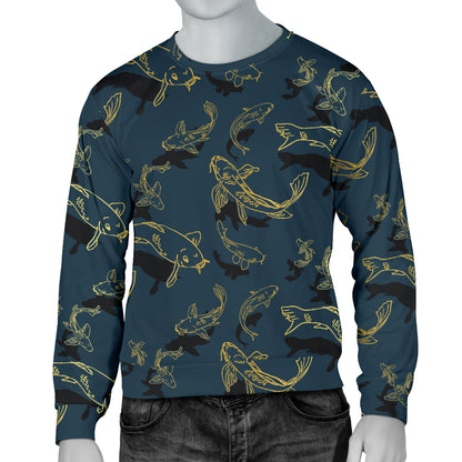 Koi Carp Gold Design Themed Print Men Long Sleeve Sweatshirt