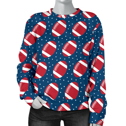 American Football Star Design Pattern Women Long Sleeve Sweatshirt