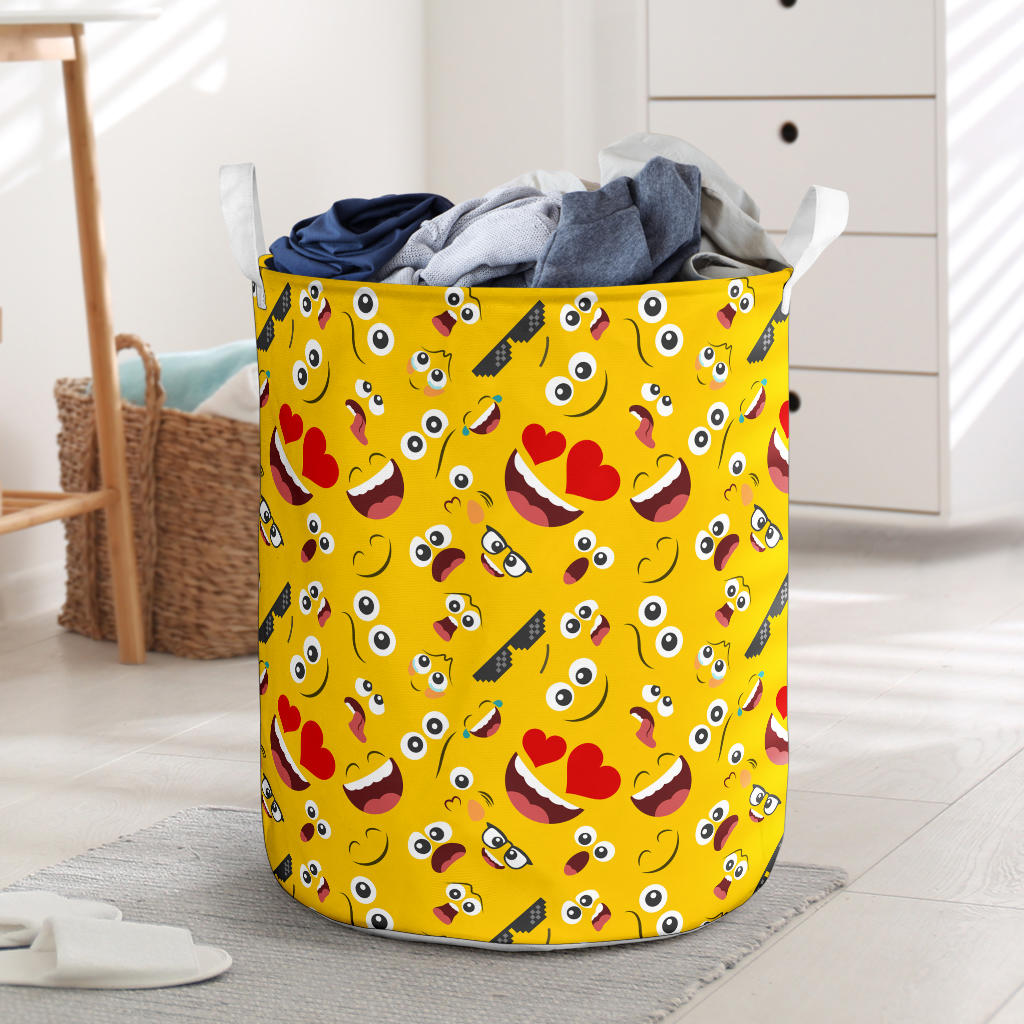 Emoji Face Print Pattern Laundry Basket