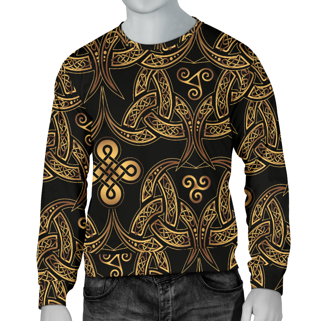 Celtic Knot Gold Design Men Long Sleeve Sweatshirt