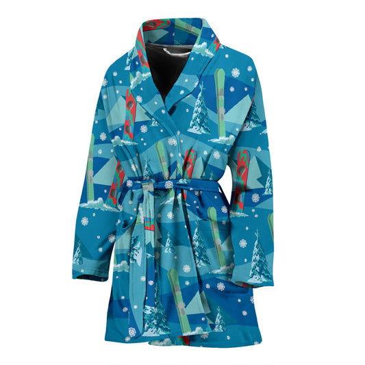 Snowboard Print Design LKS301 Women Bathrobe