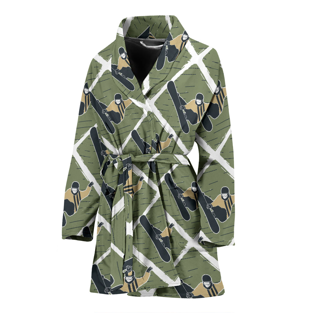 Snowboard Man Print Design LKS302 Women Bathrobe