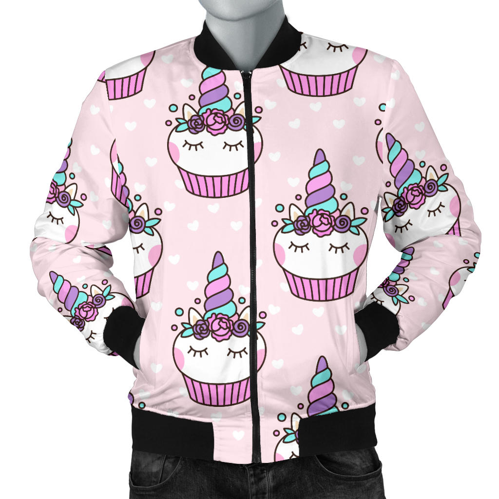 Cupcakes Unicorn Print Pattern Men Bomber Jacket