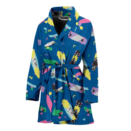 Skateboard Print Design LKS302 Women Bathrobe