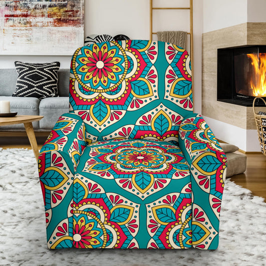 Mandala Pattern Print Design 03 Recliner Slipcover with Pocket