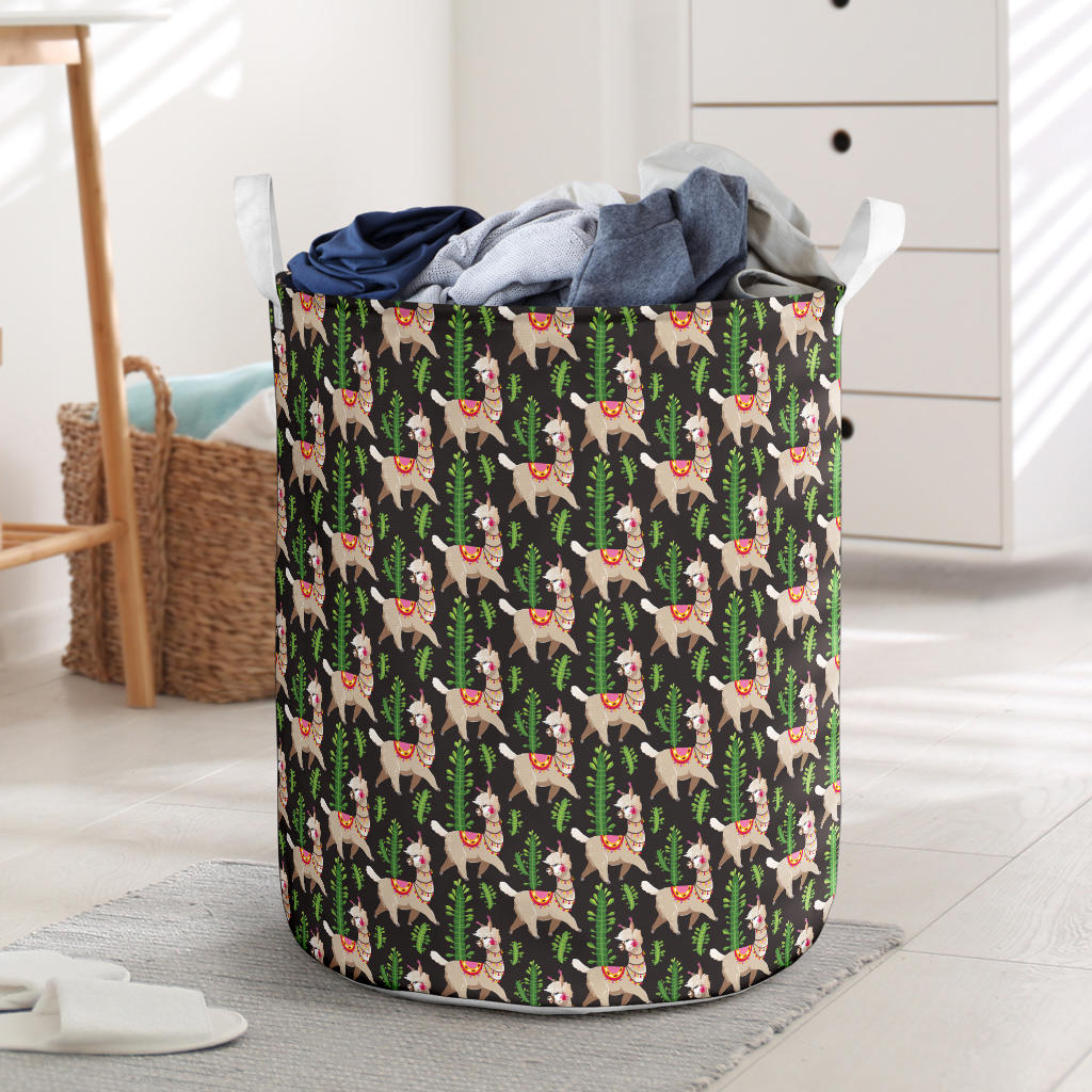 Alpaca Cactus Design Themed Print Laundry Basket