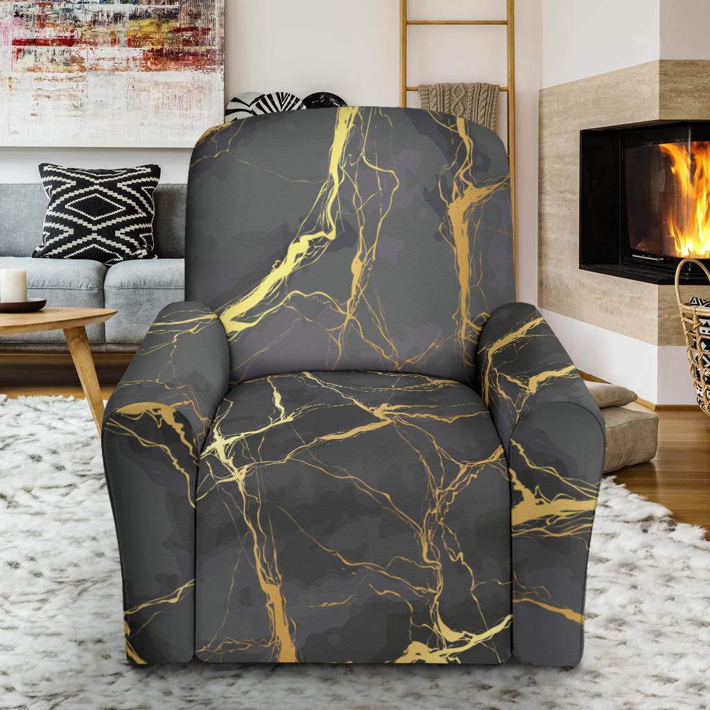 Marble Pattern Print Design 02 Recliner Slipcover with Pocket