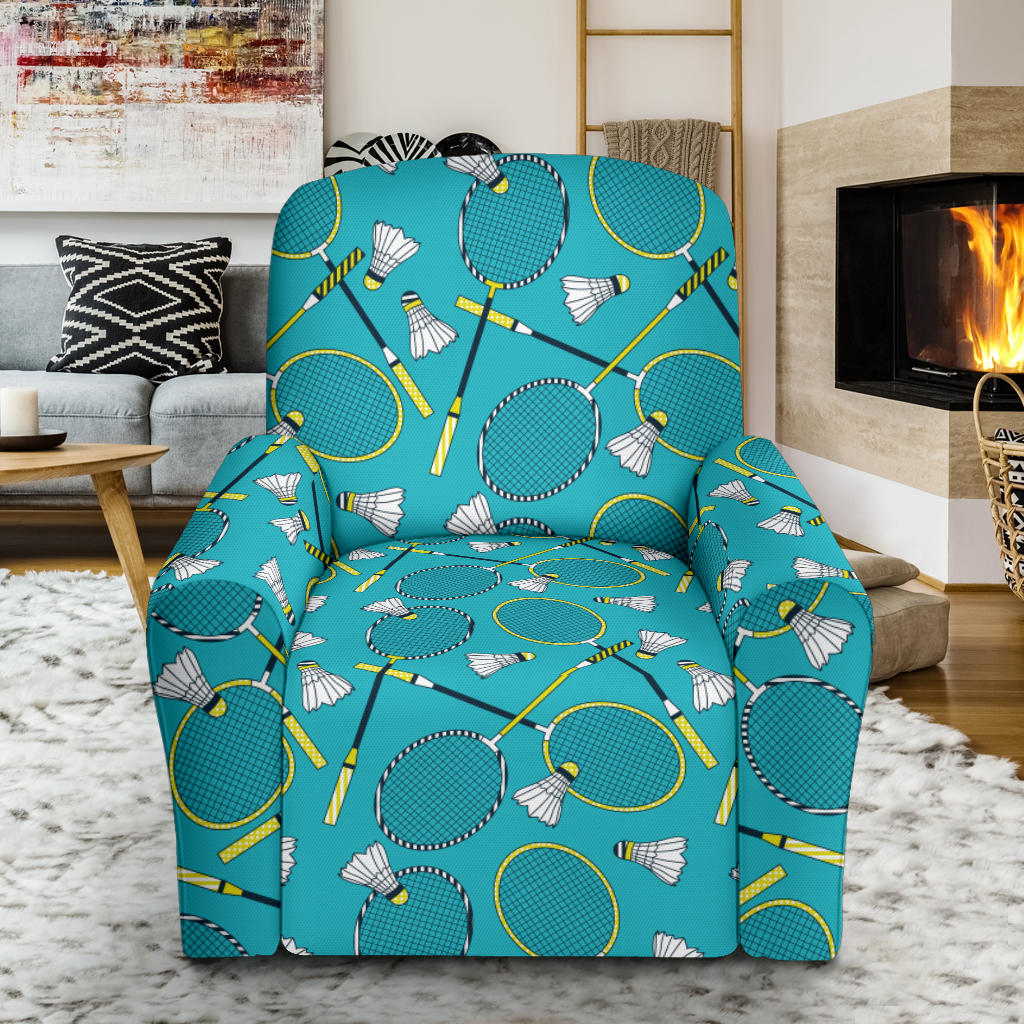 Badminton Pattern Print Design 06 Recliner Slipcover with Pocket