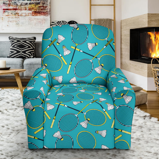 Badminton Pattern Print Design 06 Recliner Slipcover with Pocket