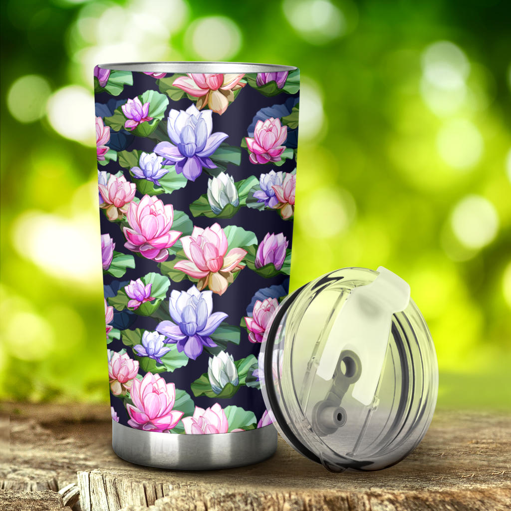 Lotus Flower Print Design Tumbler