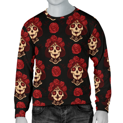 Day of the Dead Skull Girl Pattern Men Long Sleeve Sweatshirt