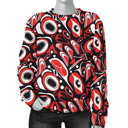 Totem Pole Texture Design Women Long Sleeve Sweatshirt