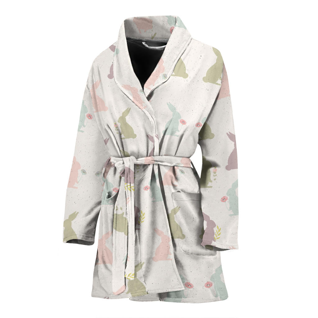 Bunny Pattern Print Design 05 Women Bathrobe