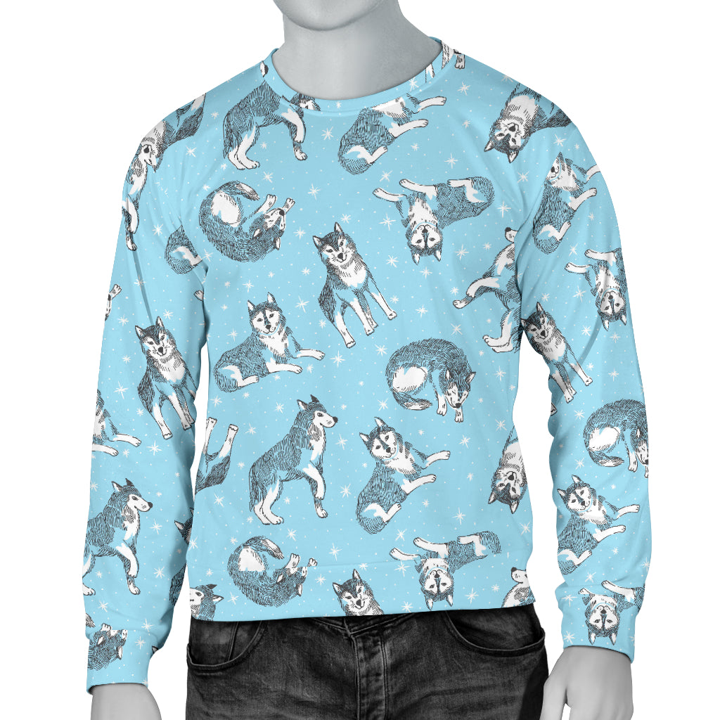 Wolf Design Print Pattern Men Long Sleeve Sweatshirt